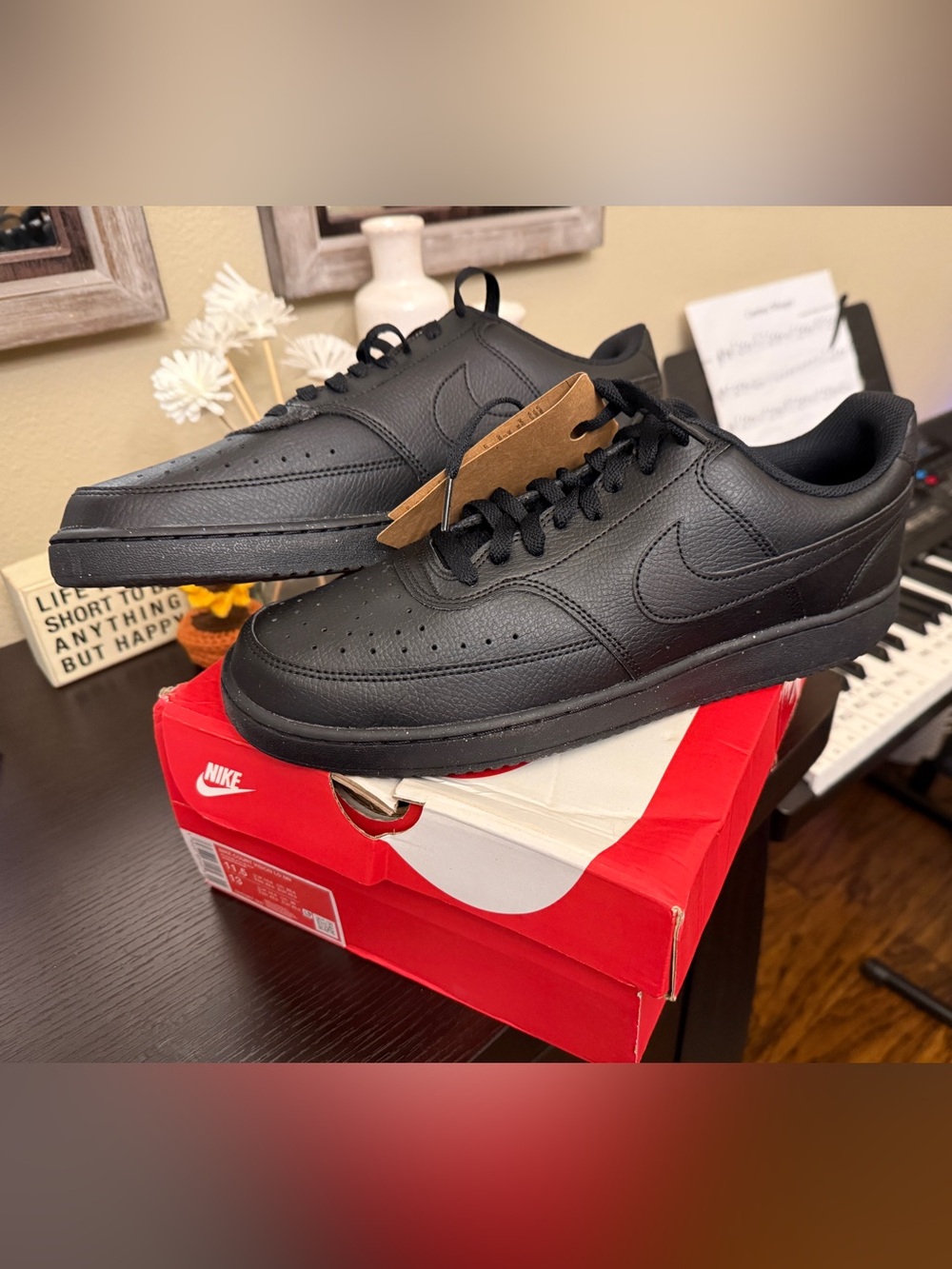Nike Court Vision Low Next Nature Triple Black Mens 11.5 New in Box